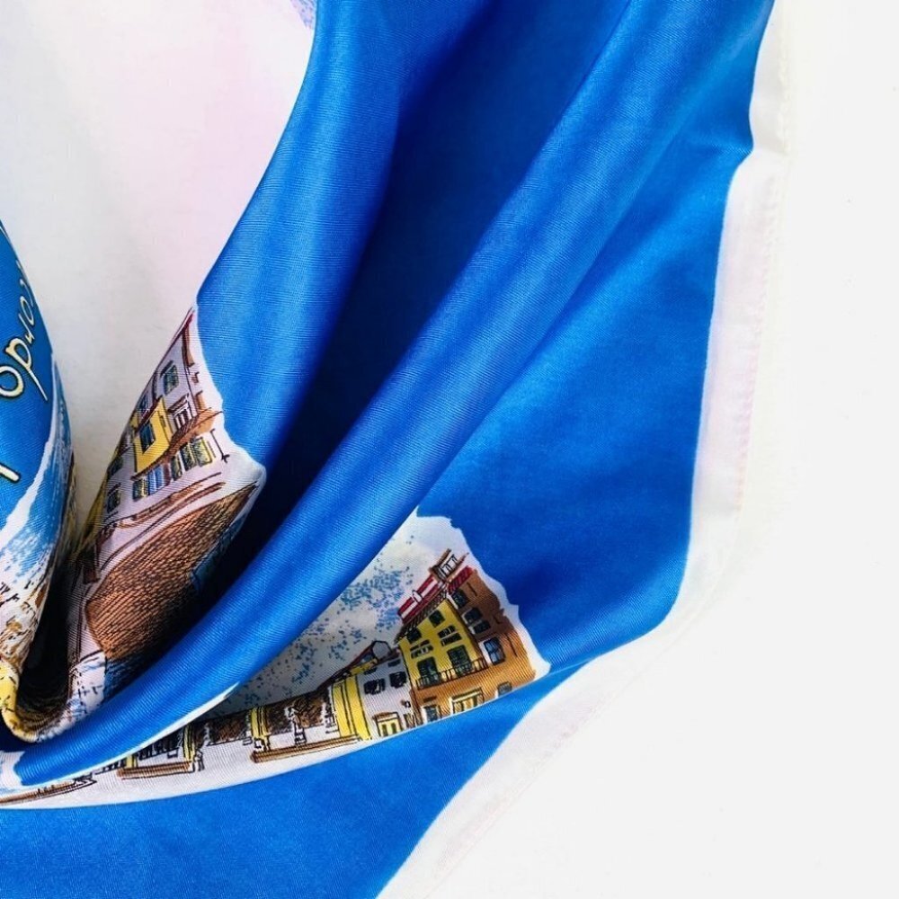 Ricardo Di Firenze blue square women summer spring  scarf - Picture 4 of 16